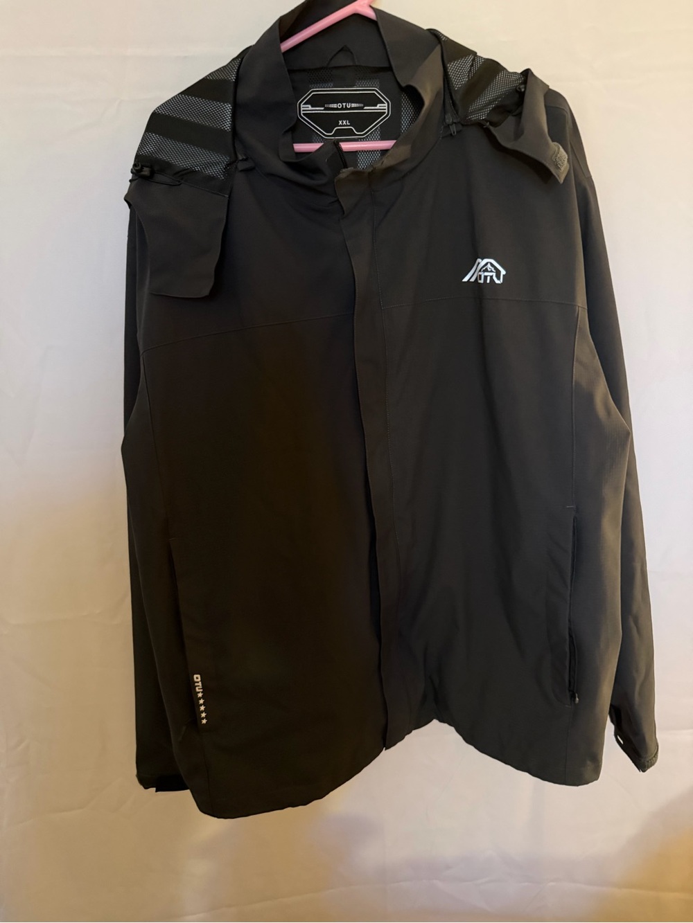 OTU Black Windbreaker Jacket with Reflective Logo size: XXL